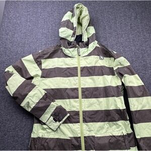 Sessions Terrain‎ Snowboarding Recco Jacket Men's Sz L Green Striped Waterproof